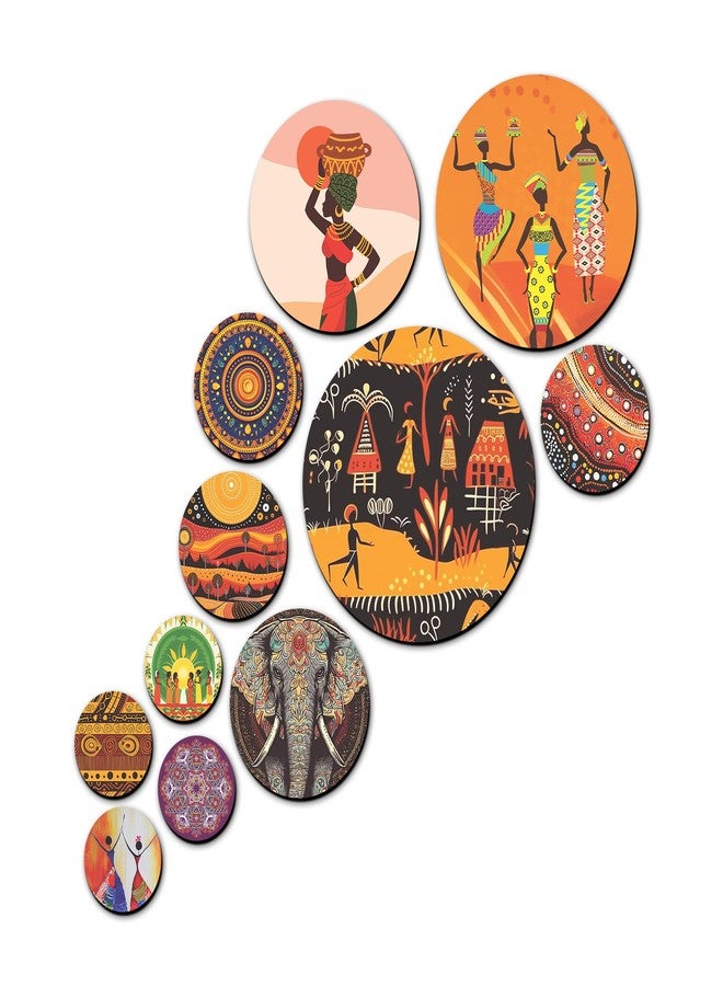Rousrie Wooden Wall Hanging for Home Decor, Living Room, Bedroom, Office Decoration, Aesthetic Motivational Art Patterns, Pack of 11 (Rajasthani 1) - Image 1